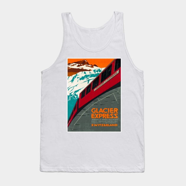 Glacier Express  - Vintage Swiss Railway Travel Poster Tank Top by Naves